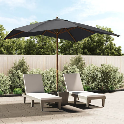 Parasol met houten paal 300x300x273 cm zwart