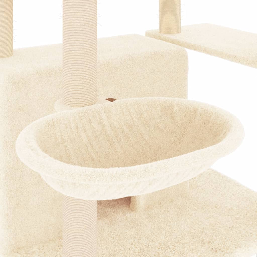 Kattenmeubel met sisal krabpalen 166 cm crèmekleurig