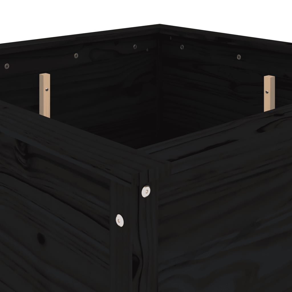 vidaXL Plantenbak 82,5x82,5x78 cm massief grenenhout zwart