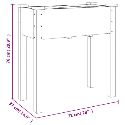 Plantenbak met voering 71x37x76 cm massief vurenhout