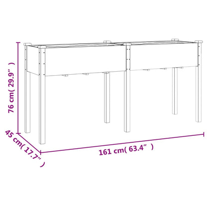 Plantenbak met voering 161x45x76 cm massief vurenhout