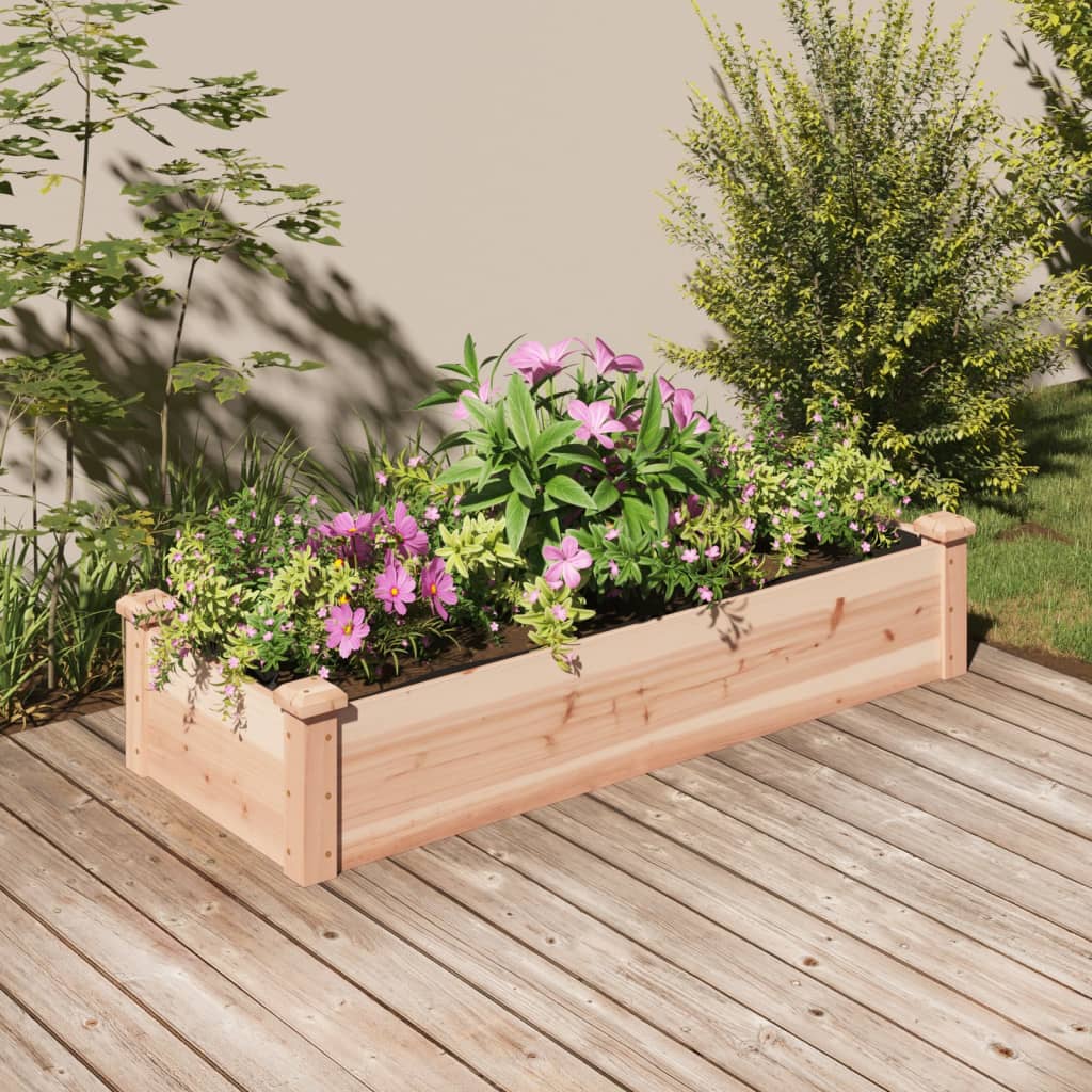 Plantenbak verhoogd met voering 120x45x25 cm massief vurenhout