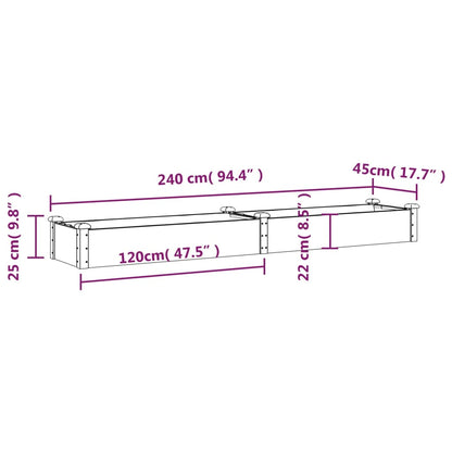 Plantenbak verhoogd met voering 240x45x25 cm vurenhout bruin