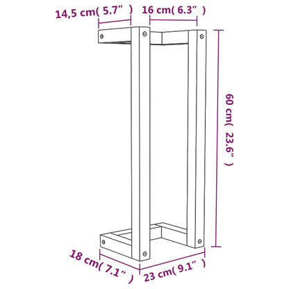 Handdoekenrek 23x18x60 cm massief grenenhout wit