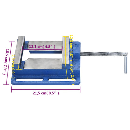 Bankschroef voor kolomboormachine 121 mm gietijzer blauw