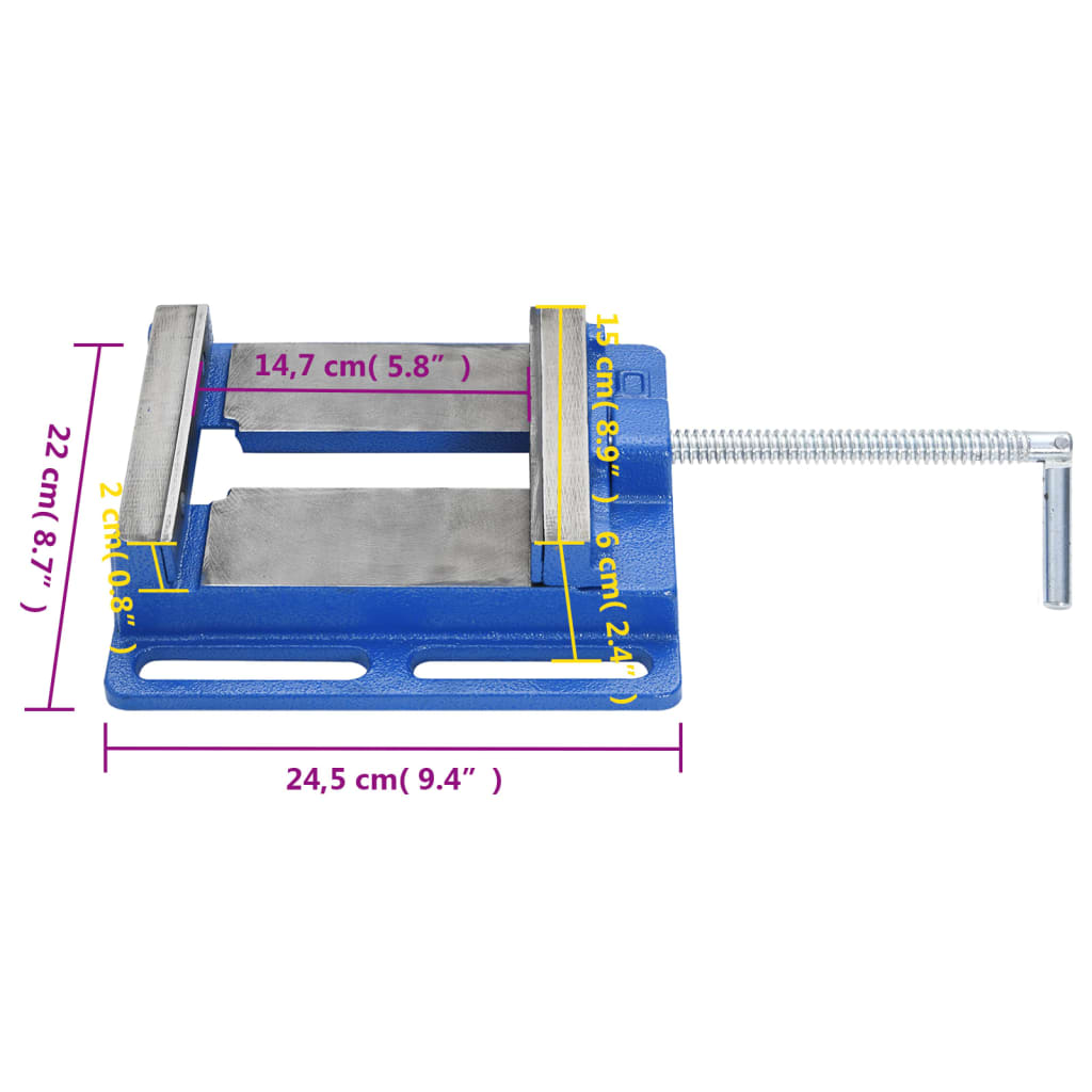 Bankschroef voor kolomboormachine 150 mm gietijzer blauw