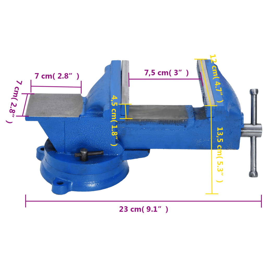 Bankschroef 100 mm gietijzer blauw