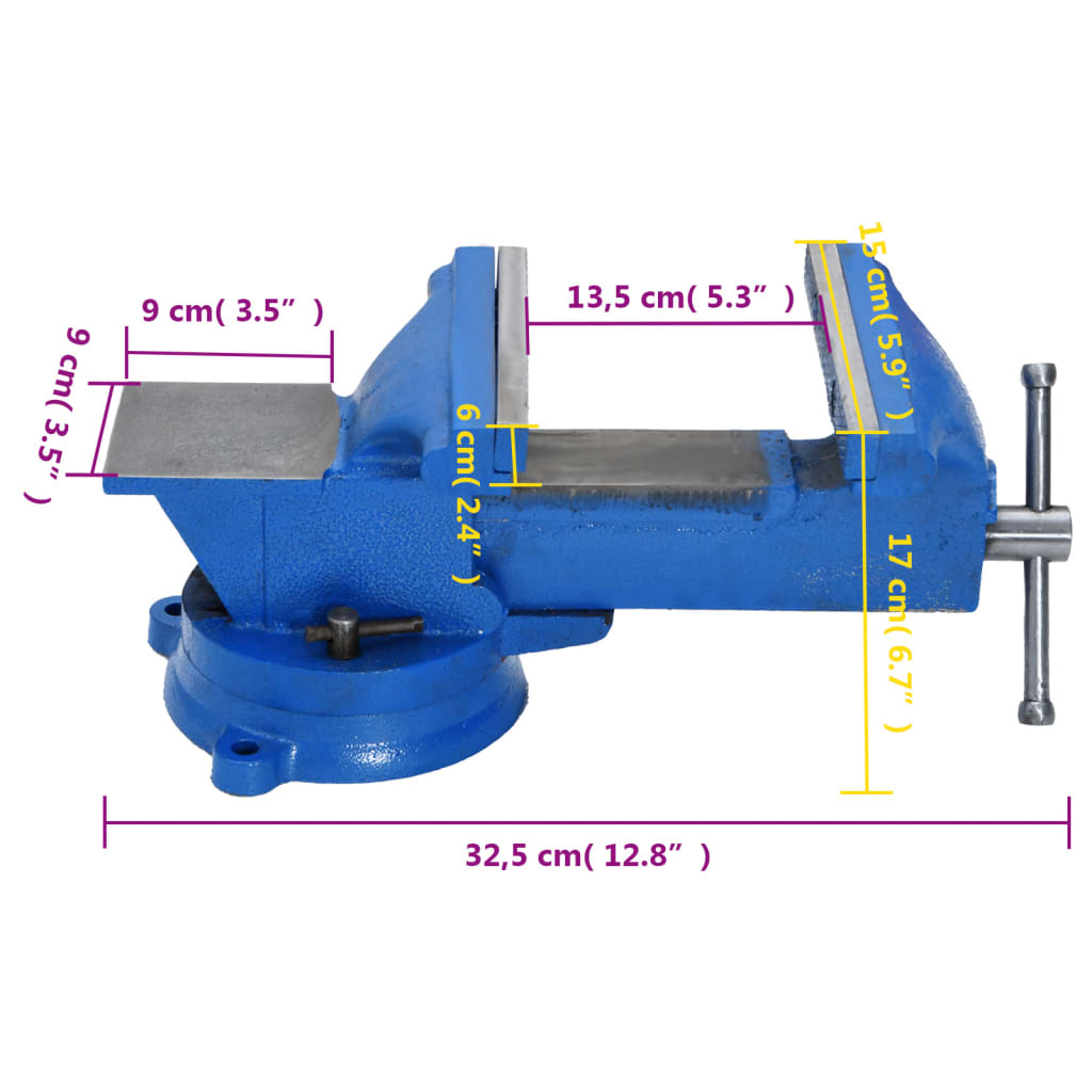 Bankschroef 150 mm gietijzer blauw