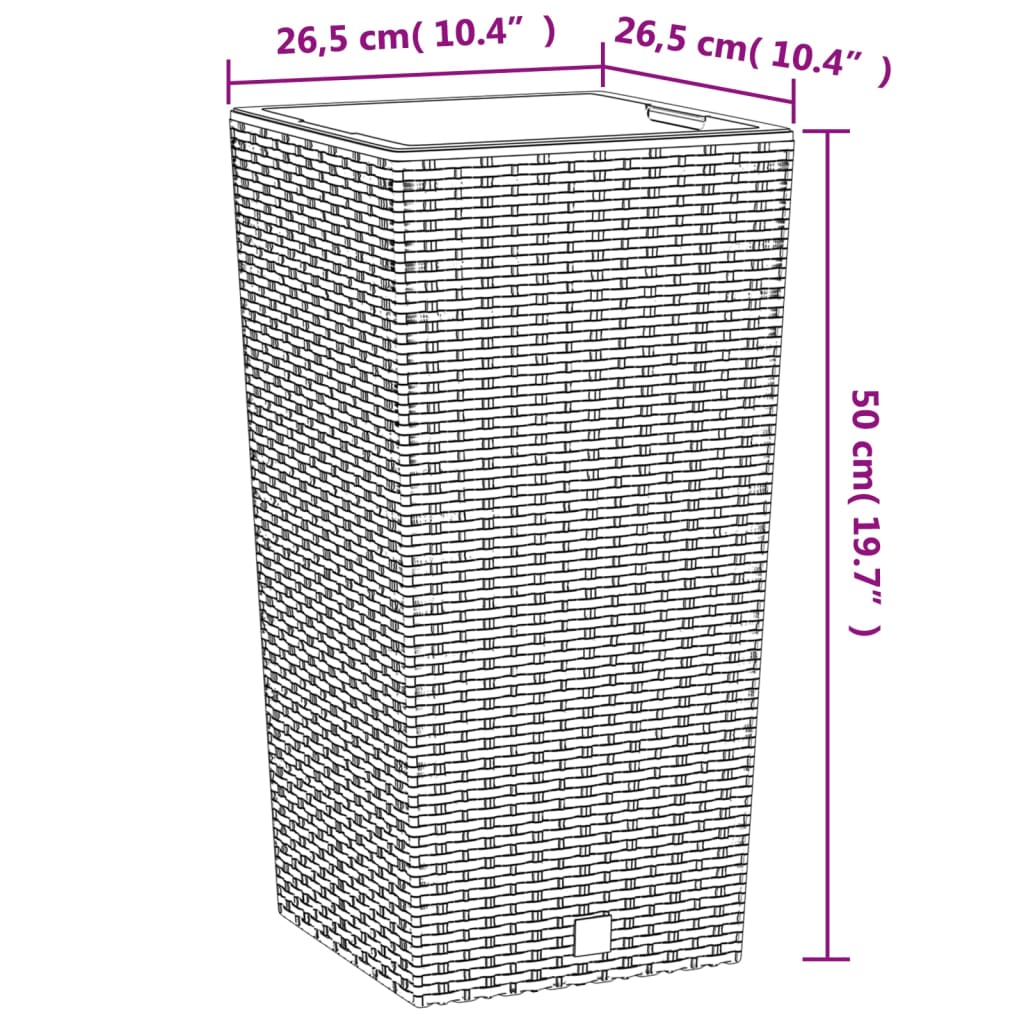 Plantenbak met uitneembare bak rattan-look 11/26,5 L PP wit