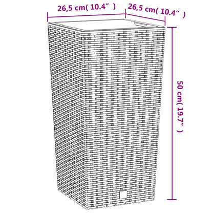 Plantenbak met uitneembare bak rattan-look 11/26,5 L PP wit