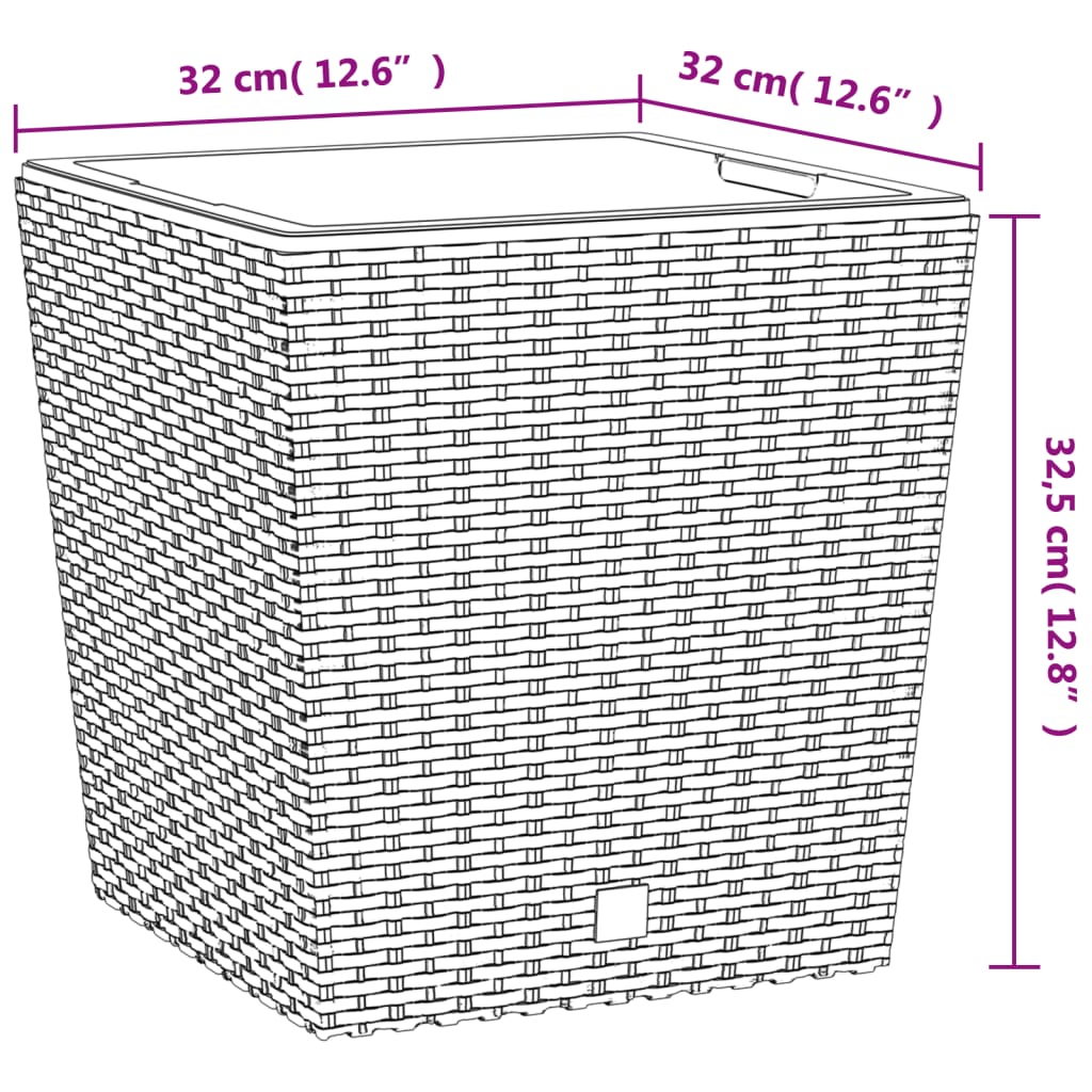 Plantenbak met uitneembare bak rattan-look 21/32 L PP antraciet