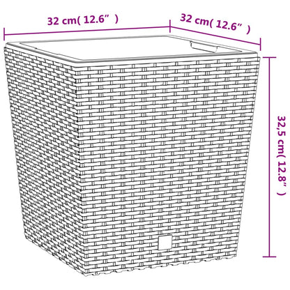 Plantenbak met uitneembare bak rattan-look 21/32 L PP antraciet