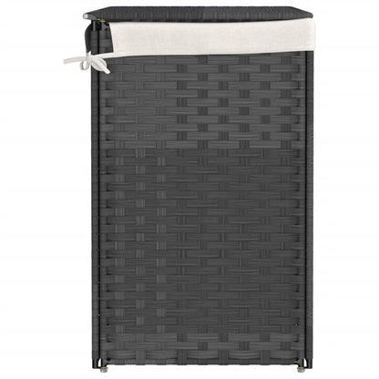 Wasmand met 2 vakken 53x35x57 cm poly rattan grijs