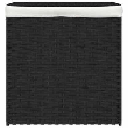 Wasmand met 2 vakken 53x35x57 cm poly rattan zwart