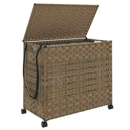 Wasmand op wielen 66x35x60 cm rattan