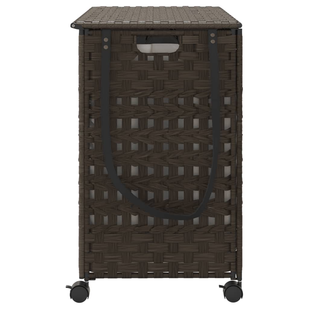 Wasmand op wielen 66x35x60 cm rattan donkerbruin