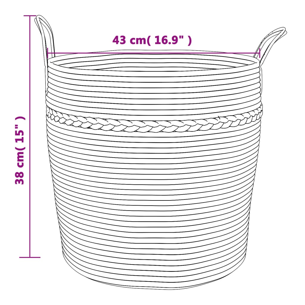 Opbergmand Ø 43x38 cm katoen grijs en wit