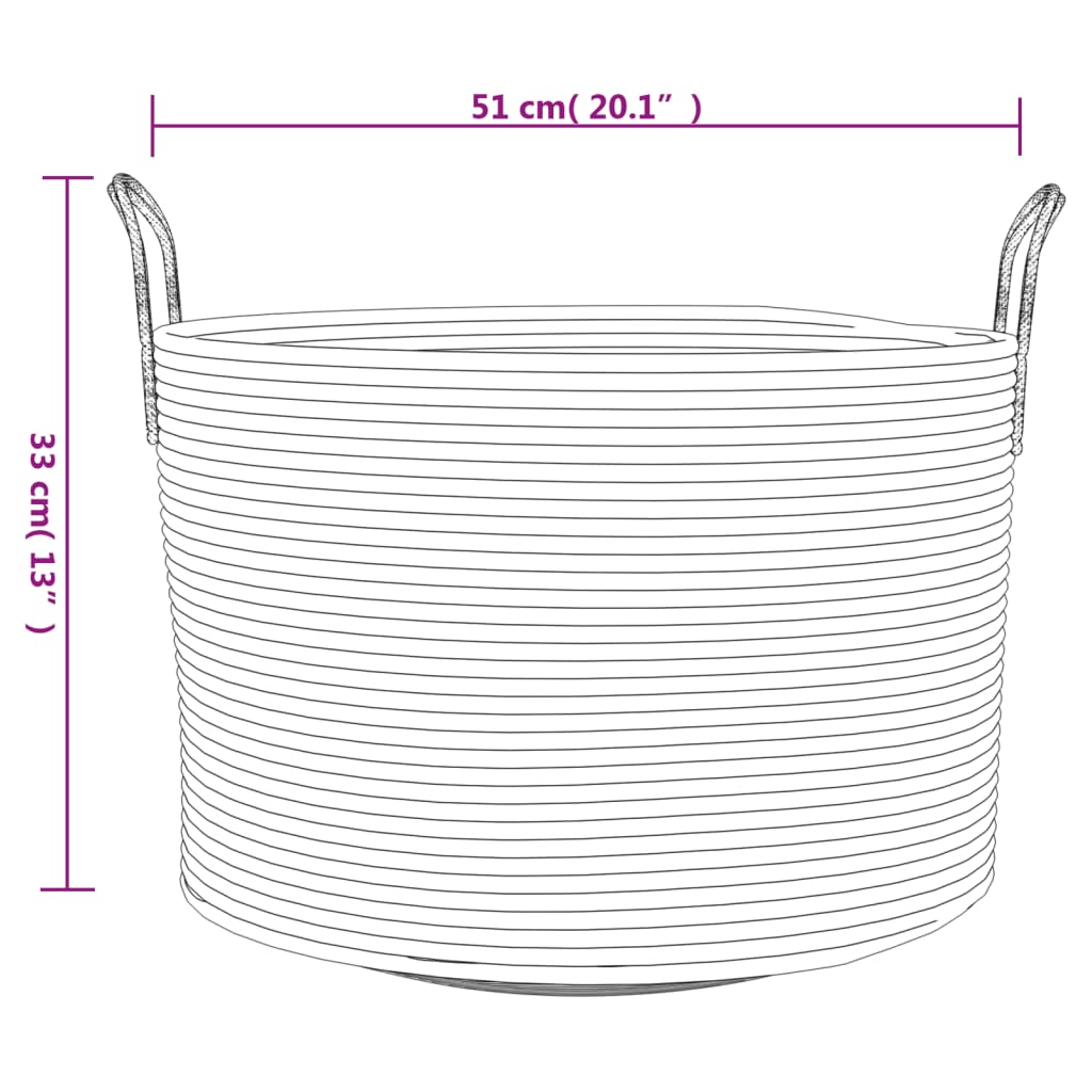 Opbergmand Ø 51x33 cm katoen grijs en wit
