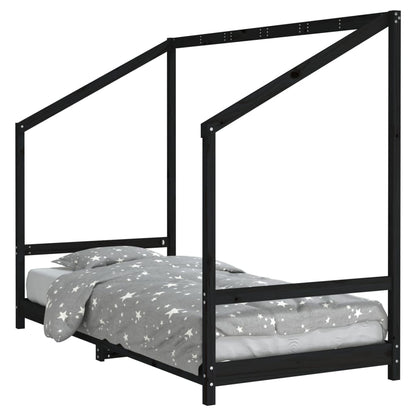 Kinderbedframe 90x200 cm massief grenenhout zwart