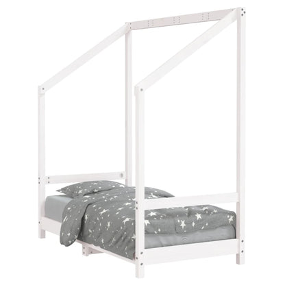 Kinderbedframe 70x140 cm massief grenenhout wit