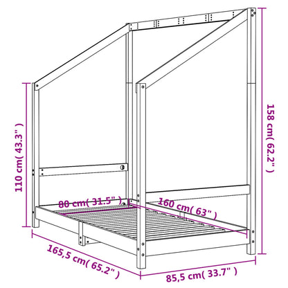 Kinderbedframe 80x160 cm massief grenenhout wit