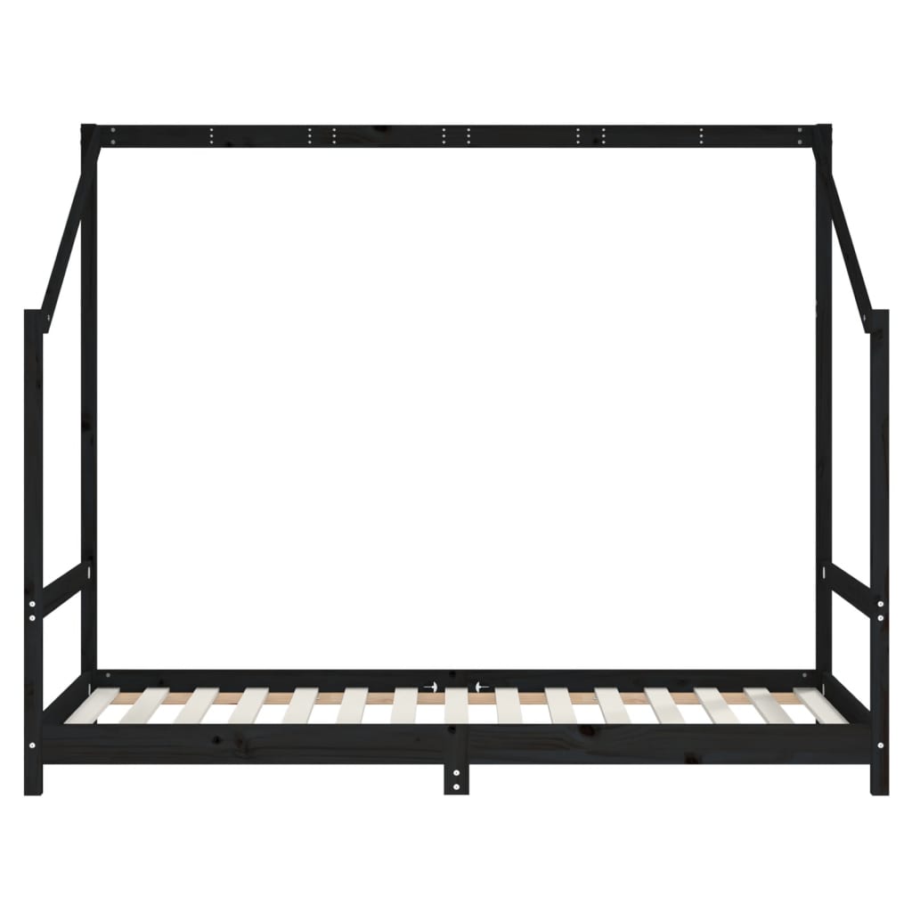 Kinderbedframe 90x190 cm massief grenenhout zwart