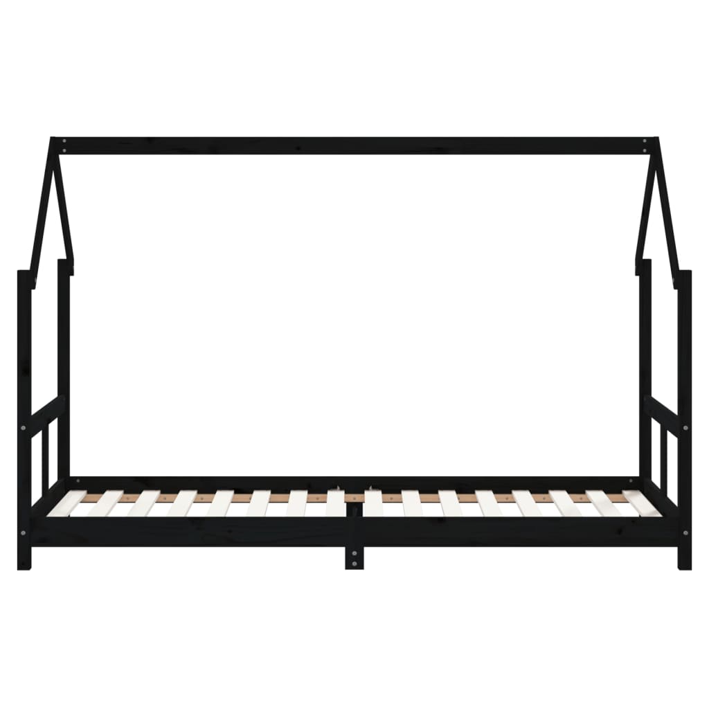 Kinderbedframe 80x200 cm massief grenenhout zwart