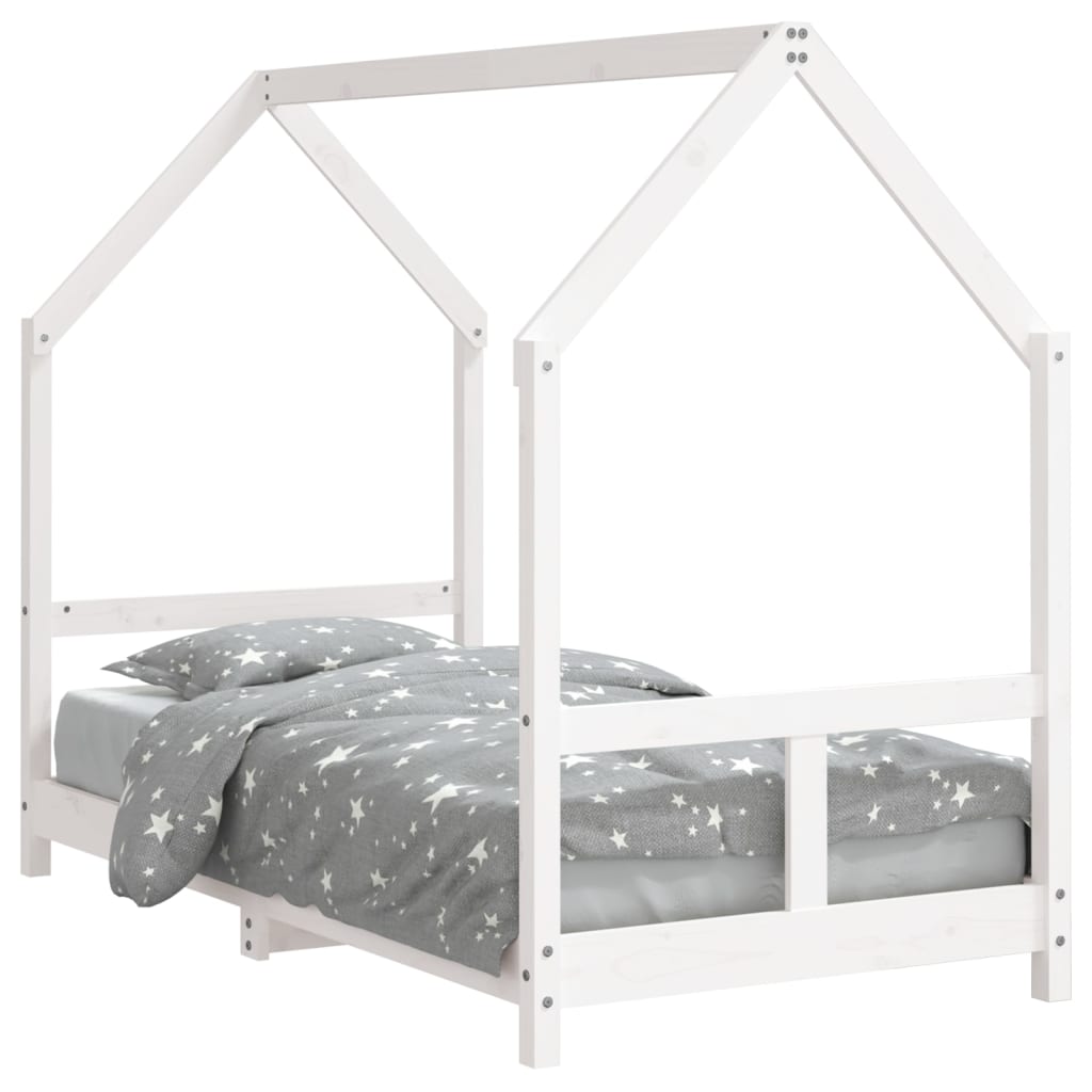 Kinderbedframe 80x160 cm massief grenenhout wit