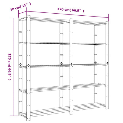 Opbergrek 5-laags 170x38x170 cm massief grenenhout grijs