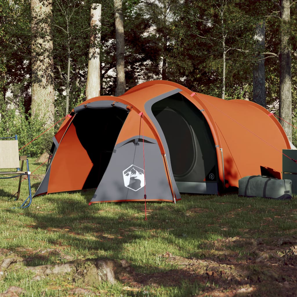 Tent 3-persoons 370x185x116 cm 185T taft grijs en oranje