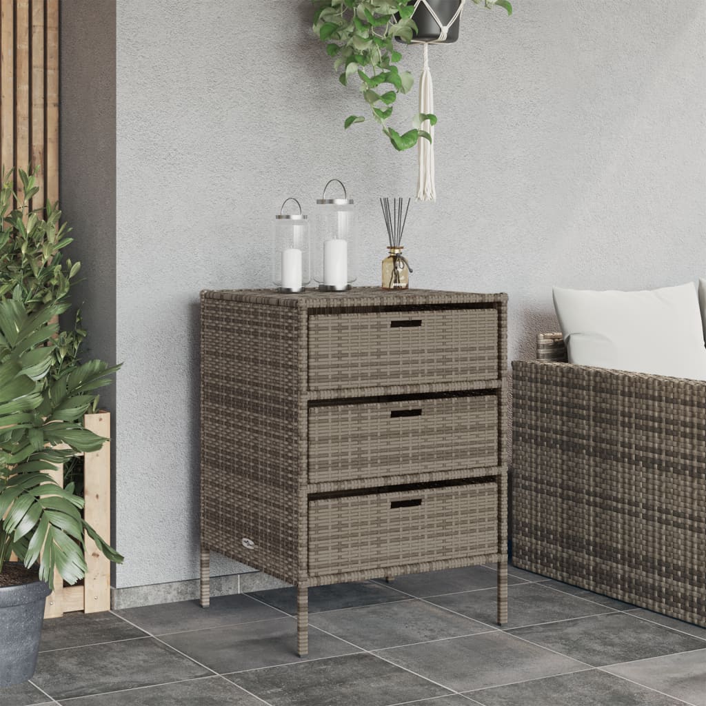 Tuinkast 55x59x80 cm poly rattan grijs