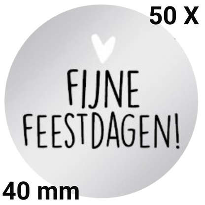 HGN papieren tasjes 50 stuks en 50 zilverkleurige stickers met tekst "Fijne Feestdagen"-18x8x22 cm-Ideaal voor de kerst