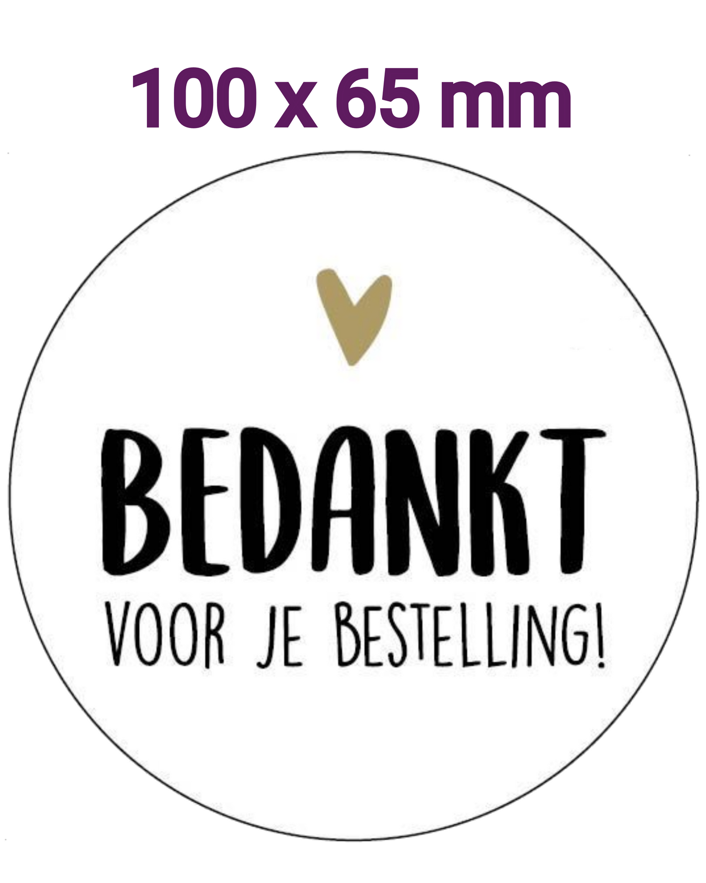 100 Sluitstickers 65mm- witte stickers met "bedankt voor je bestelling"