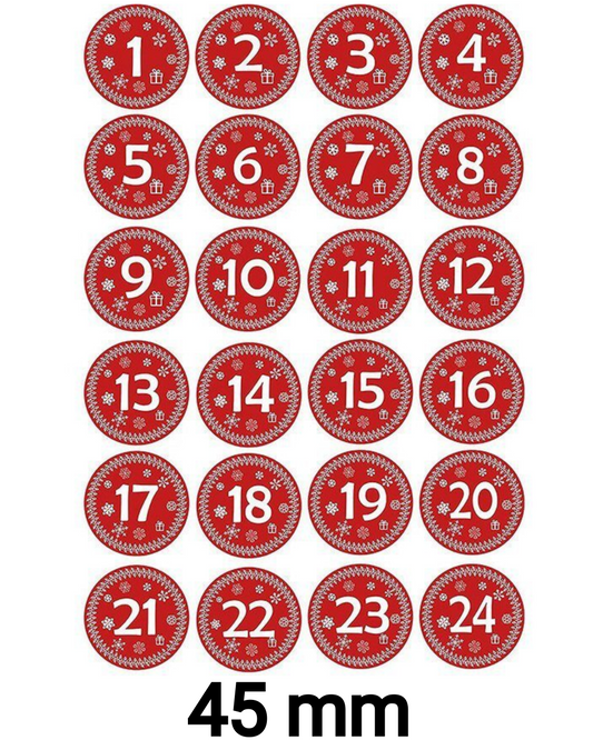 Kerst Adventsstickers-24x 45mm op Vel