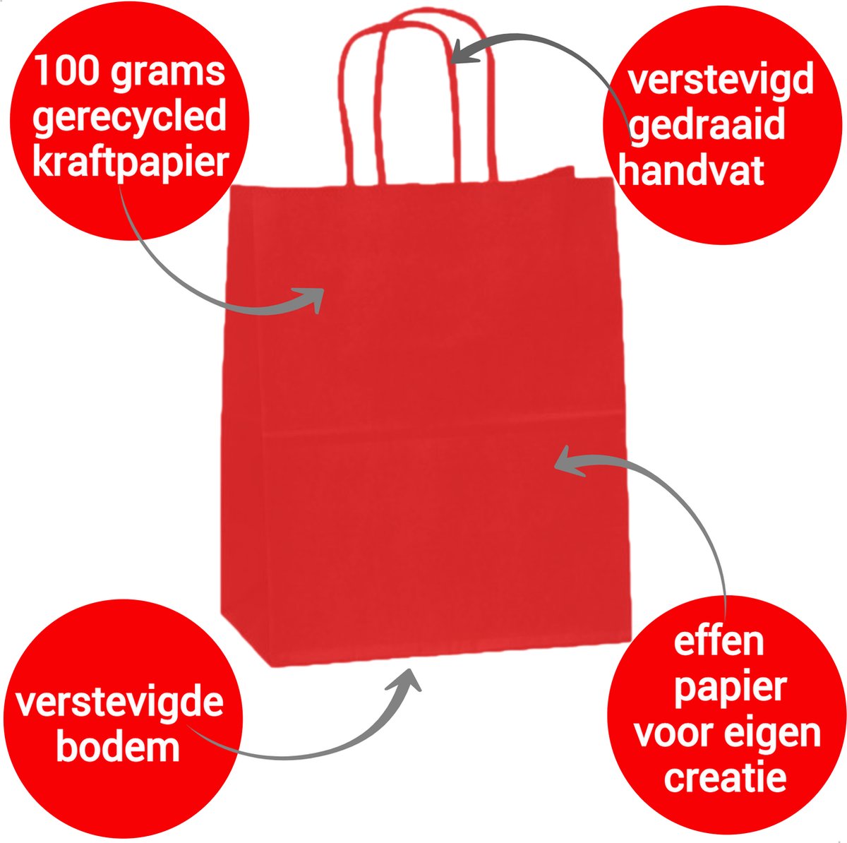 HGN papieren tasjes en 10 witte stickers met tekst-18x8x22 cm